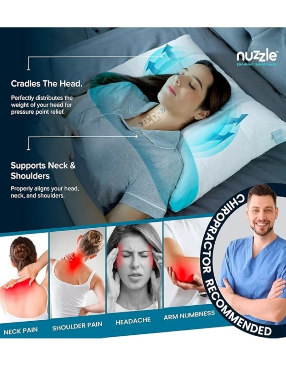Nuzzle Cooling Adjustable Pillow Queen Size Hotel Collection